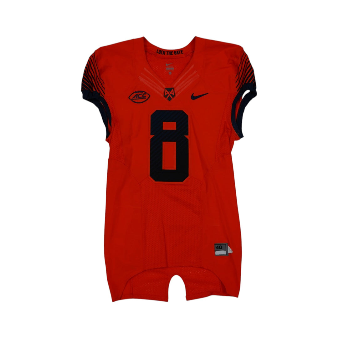 Syracuse University Game Issued #8 Home Orange Football Jersey Syracuse LOA