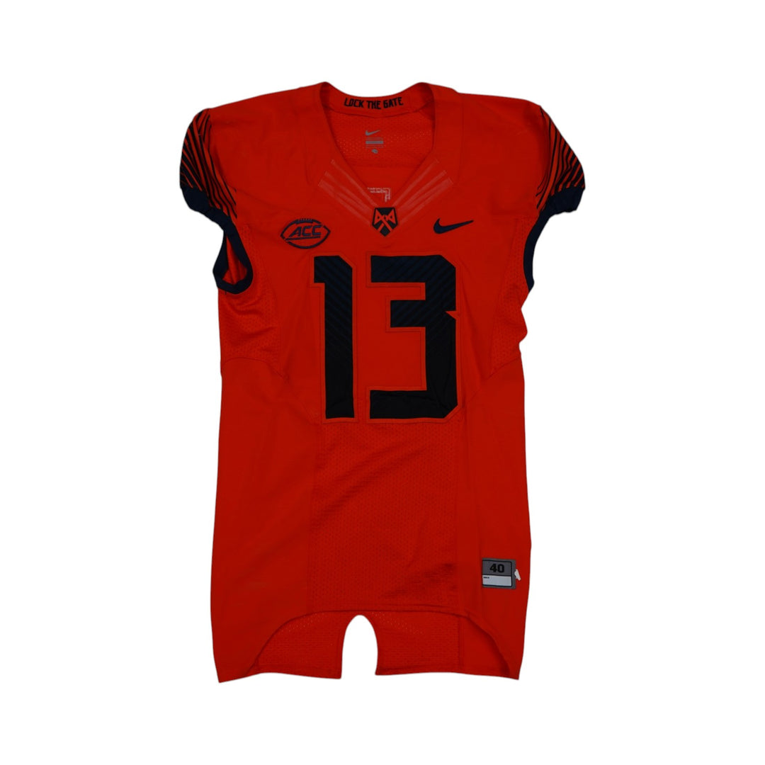 Syracuse University Game Issued #13 Home Orange Football Jersey Syracuse LOA