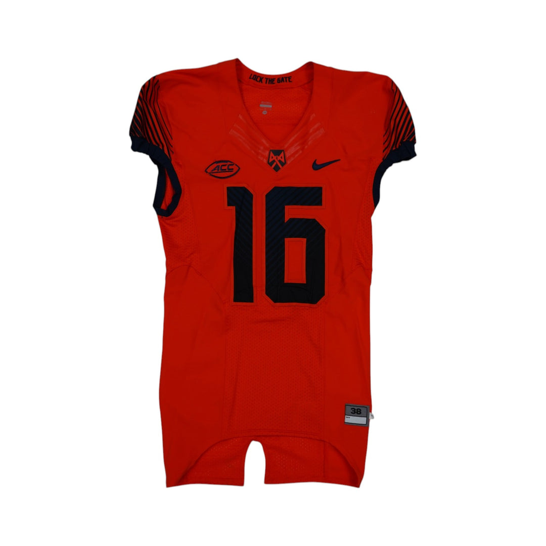 Syracuse University Game Issued #16 Home Orange Football Jersey Syracuse LOA