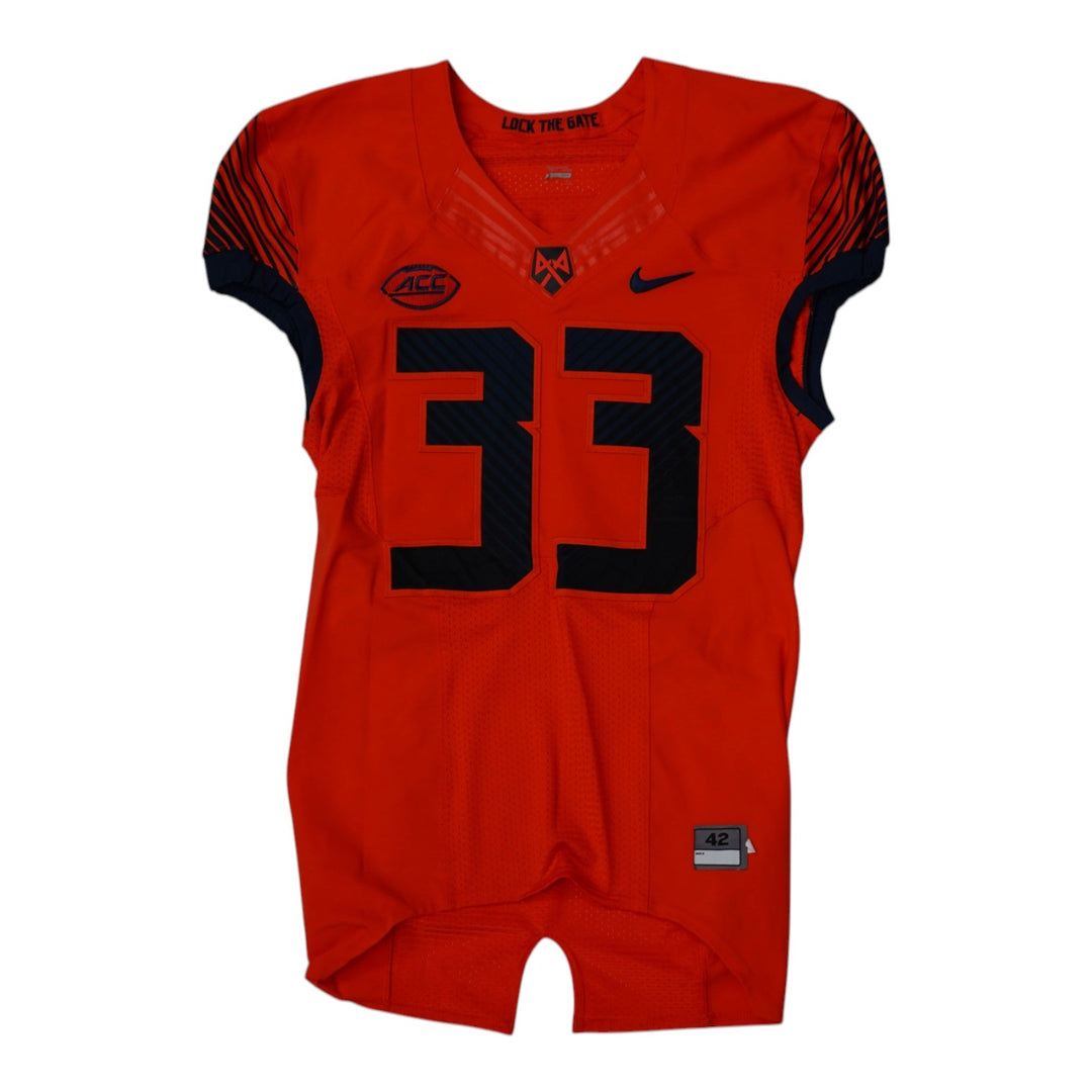 Syracuse University Game Issued #33 Home Orange Football Jersey Syracuse LOA