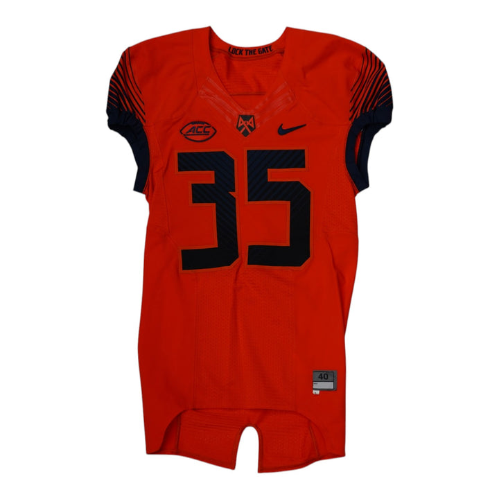 Syracuse University Game Issued #35 Home Orange Football Jersey Syracuse LOA