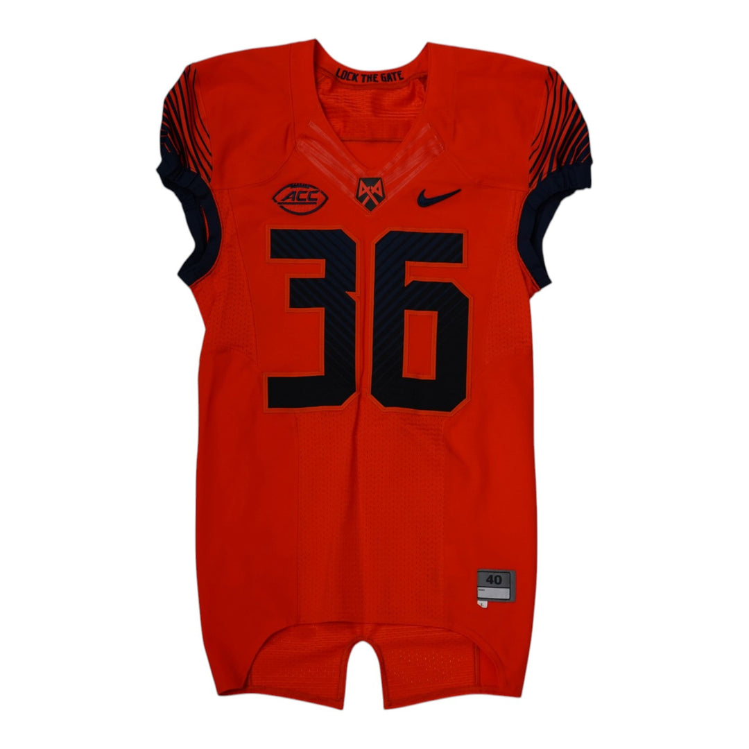 Syracuse University Game Issued #36 Home Orange Football Jersey Syracuse LOA
