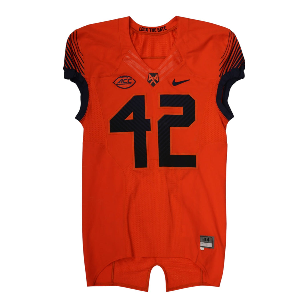 Syracuse University Game Issued #42 Home Orange Football Jersey Syracuse LOA