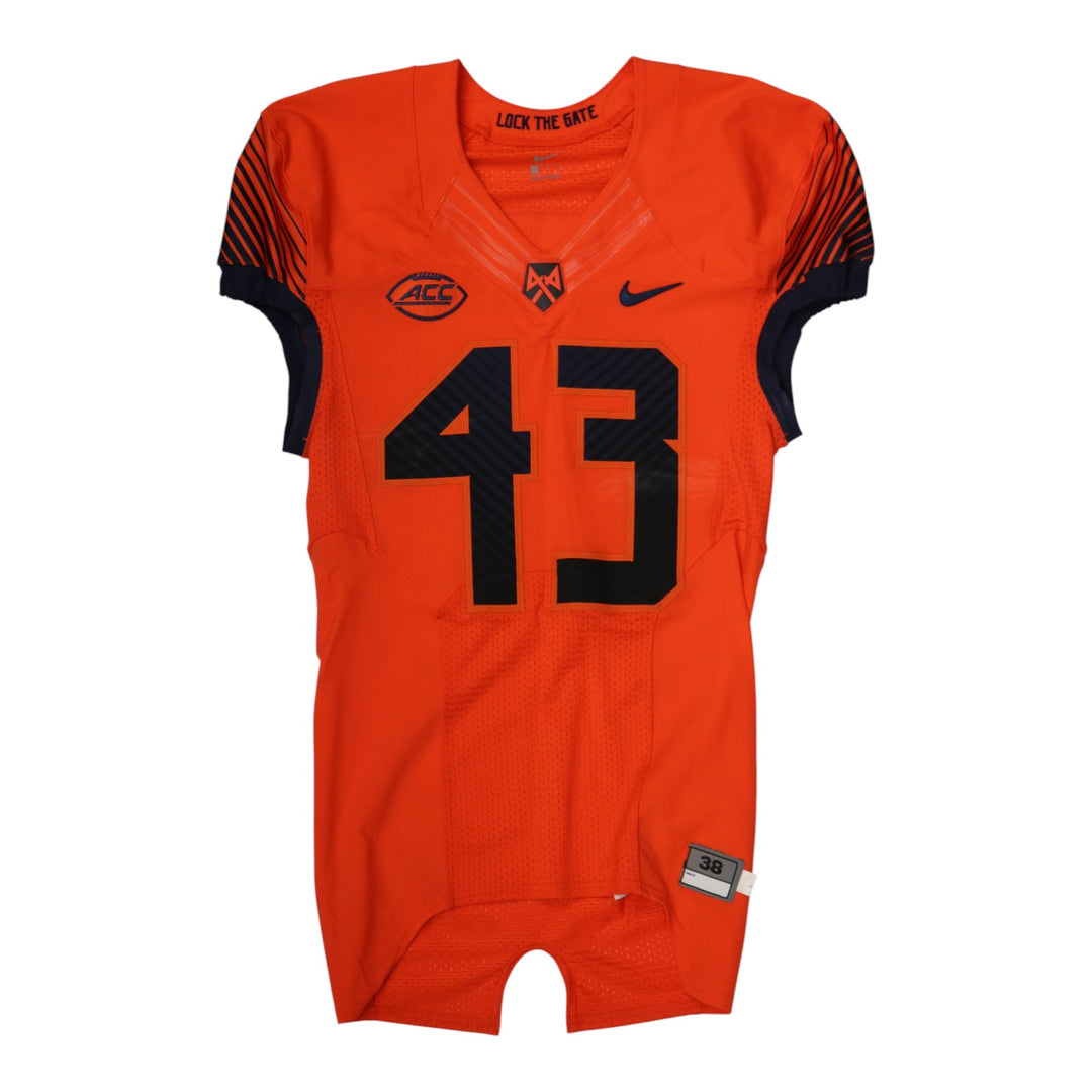 Syracuse University Game Issued #43 Home Orange Football Jersey Syracuse LOA