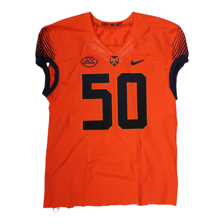 Syracuse University Game Issued #50 Home Orange Football Jersey Syracuse LOA