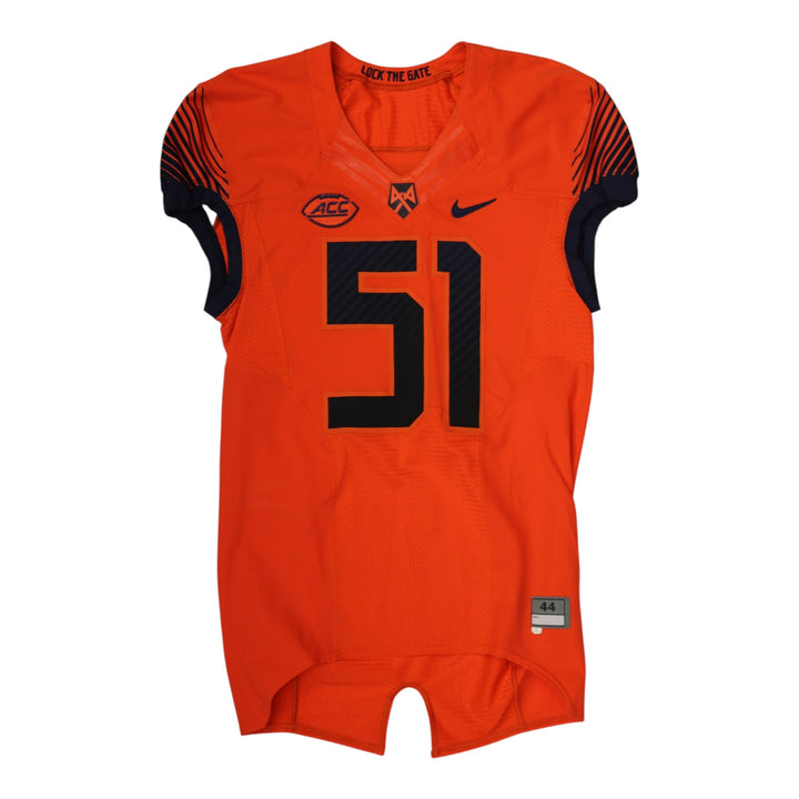Syracuse University Game Issued #51 Home Orange Football Jersey Syracuse LOA