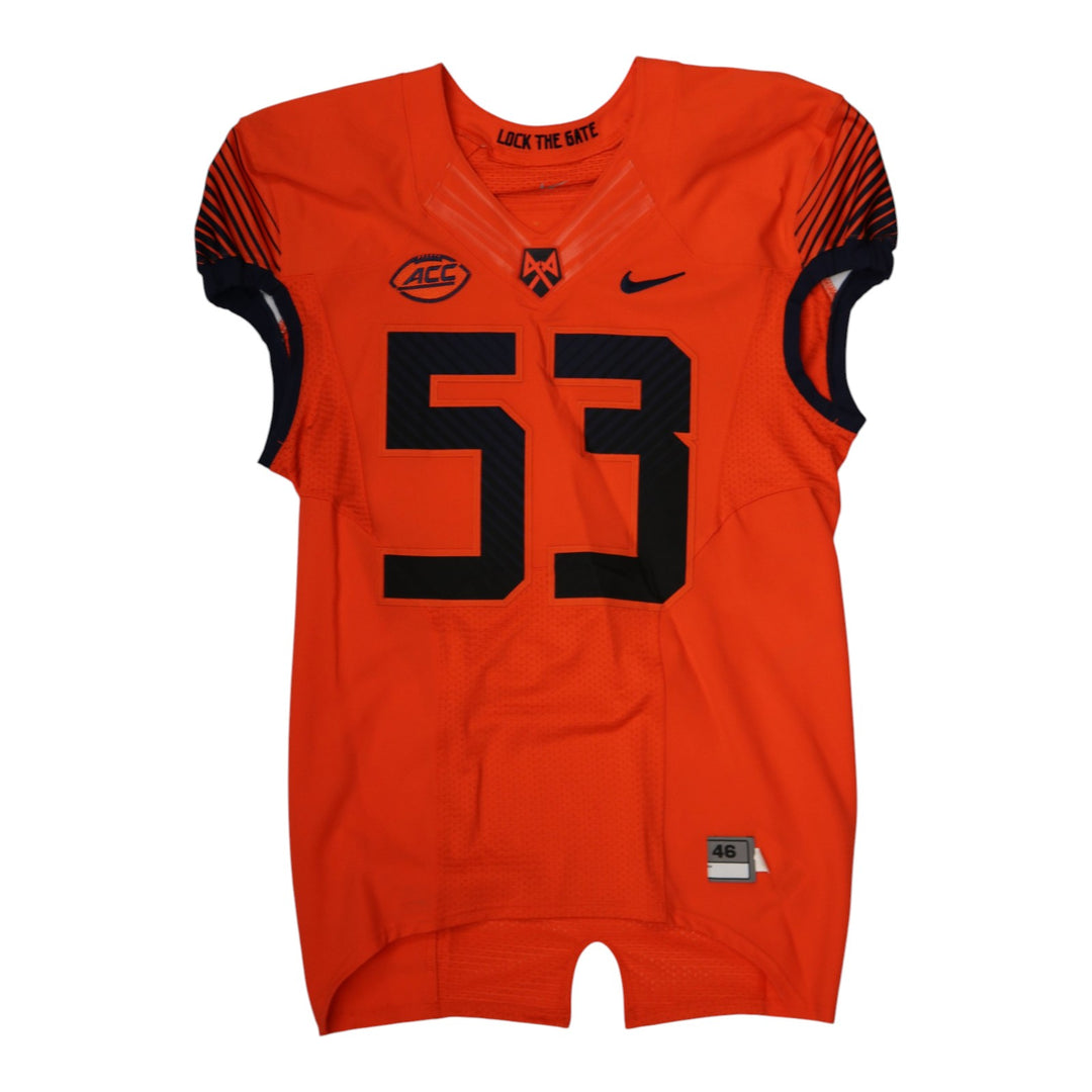 Syracuse University Game Issued #53 Home Orange Football Jersey Syracuse LOA