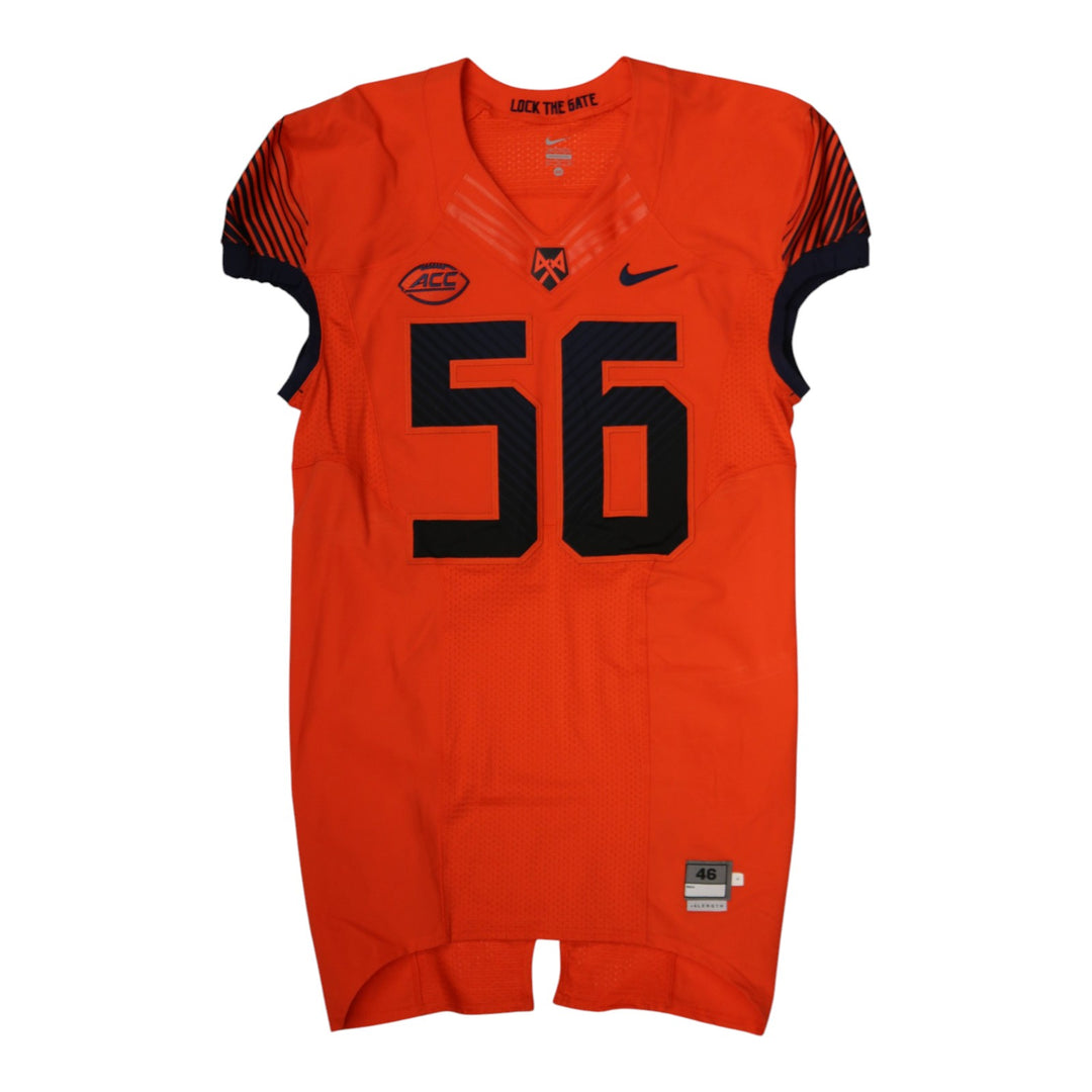 Syracuse University Game Issued #56 Home Orange Football Jersey Syracuse LOA