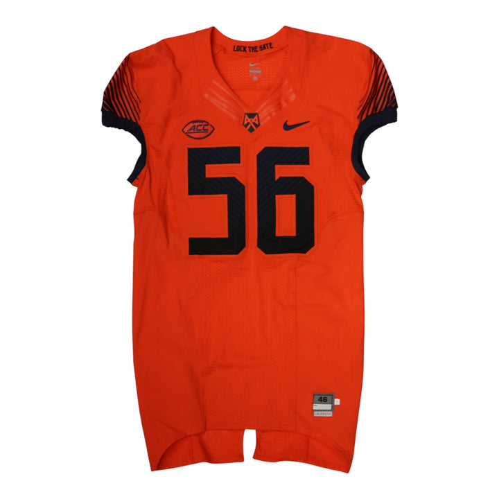 Syracuse University Game Issued #56 Home Orange Football Jersey Syracuse LOA
