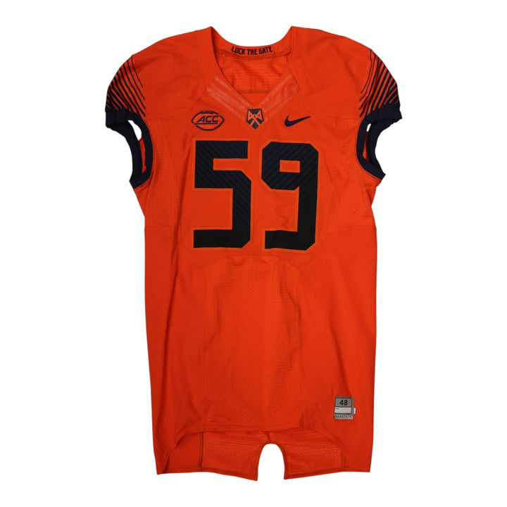 Syracuse University Game Issued #59 Home Orange Football Jersey Syracuse LOA