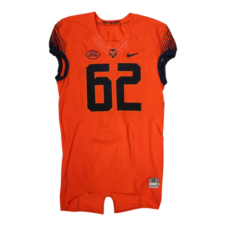 Syracuse University Game Issued #62 Home Orange Football Jersey Syracuse LOA