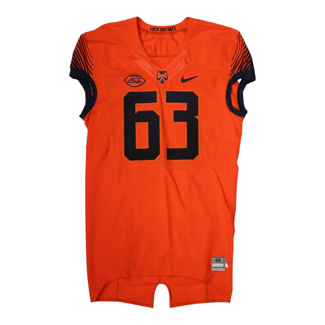 Syracuse University Game Issued #63 Home Orange Football Jersey Syracuse LOA