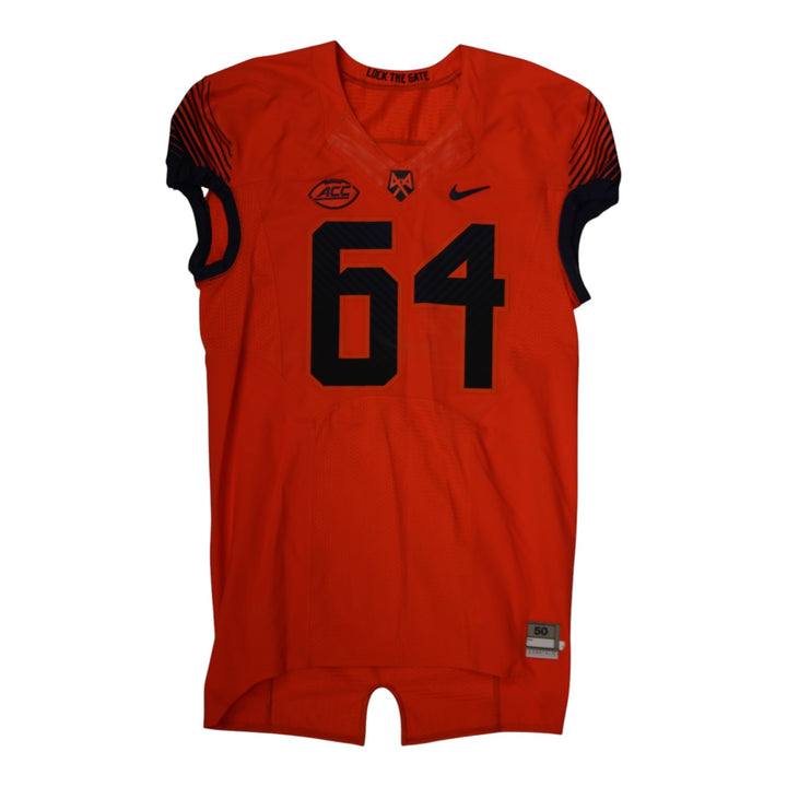 Syracuse University Game Issued #64 Home Orange Football Jersey Syracuse LOA