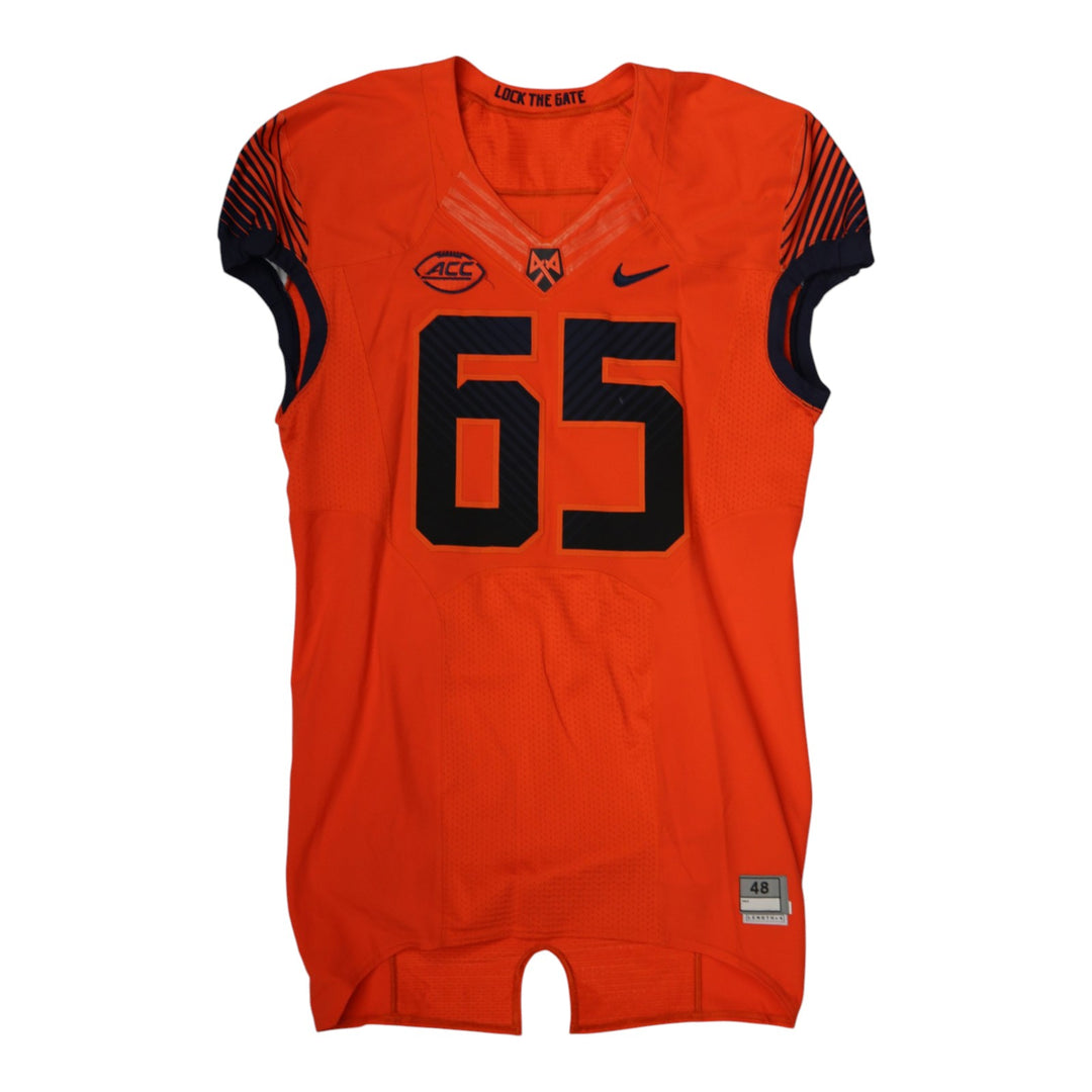 Syracuse University Game Issued #65 Home Orange Football Jersey Syracuse LOA