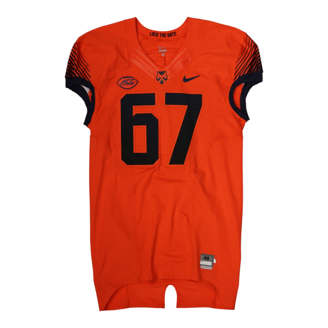 Syracuse University Game Issued #67 Home Orange Football Jersey Syracuse LOA