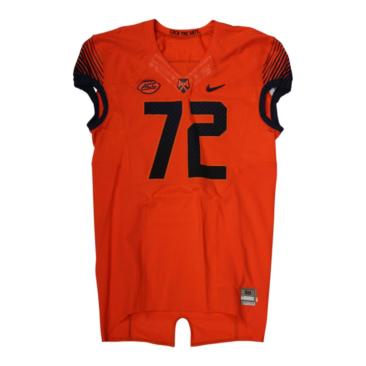 Syracuse University Game Issued #72 Home Orange Football Jersey Syracuse LOA