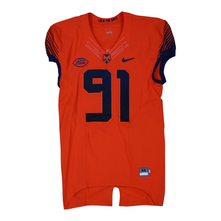 Syracuse University Game Issued #91 Home Orange Football Jersey Syracuse LOA