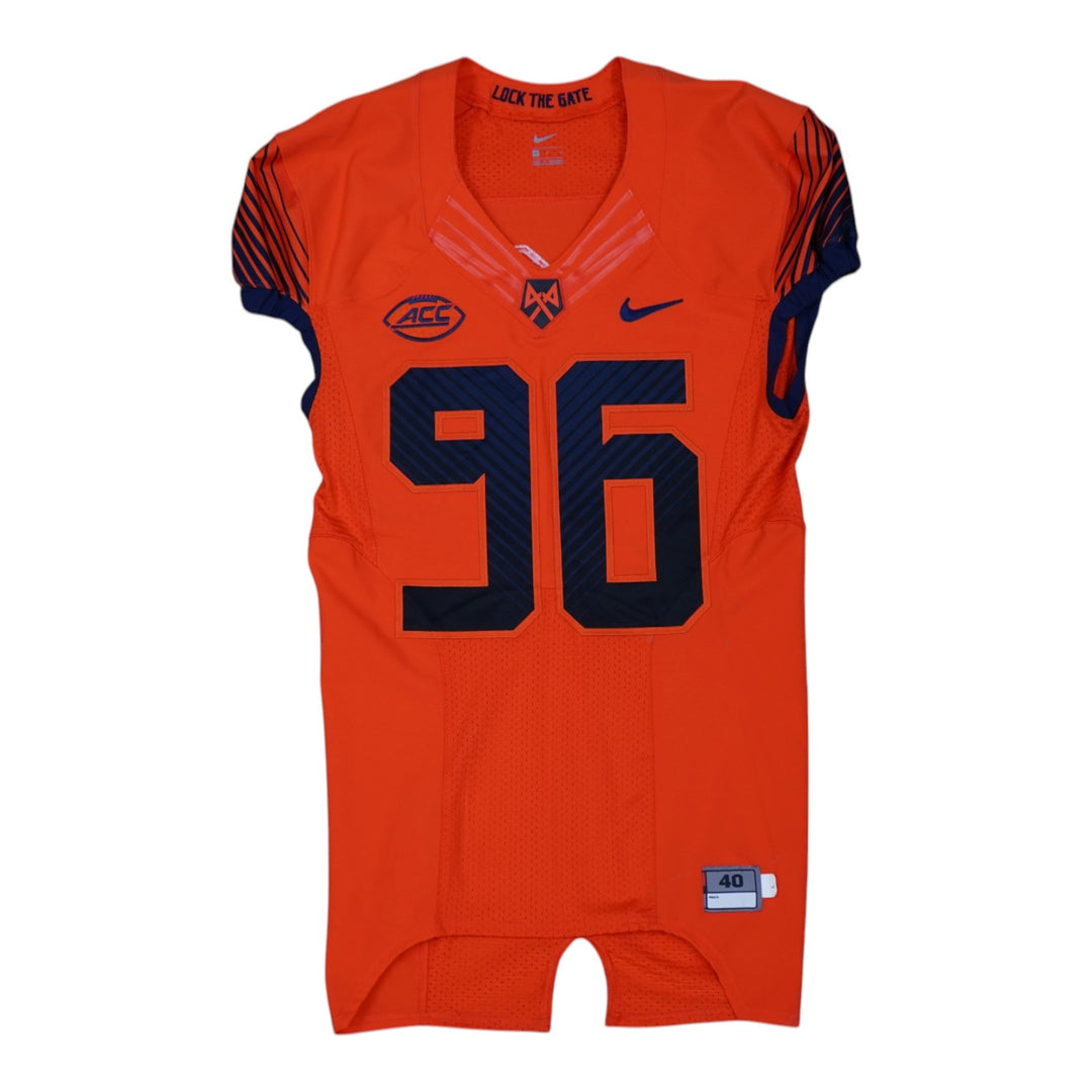 Syracuse University Game Issued #96 Home Orange Football Jersey Syracuse LOA