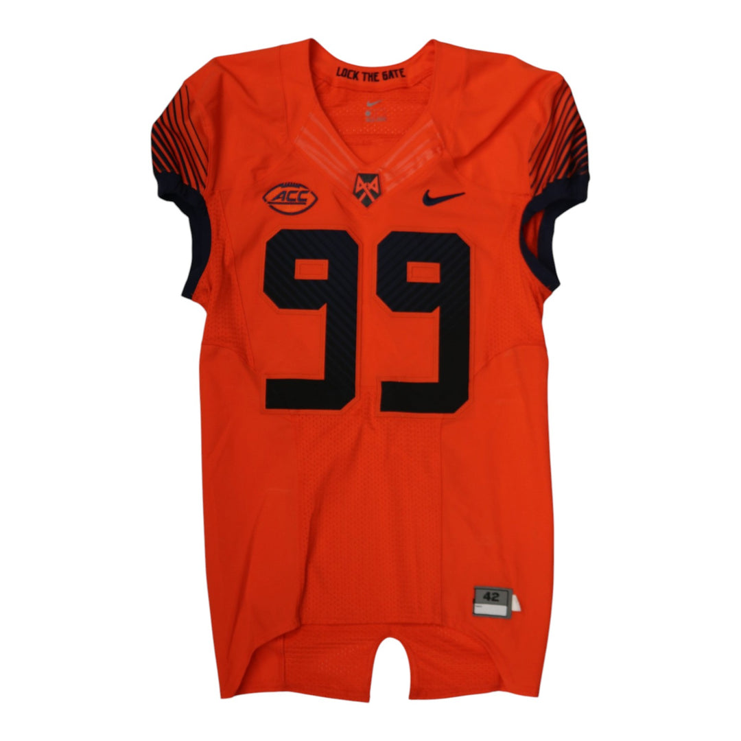Syracuse University Game Issued #99 Home Orange Football Jersey Syracuse LOA