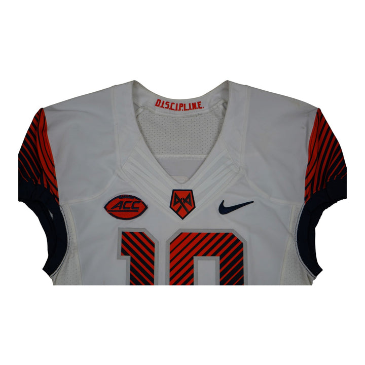 Syracuse University Game Issued #10 Away White Football Jersey Syracuse LOA
