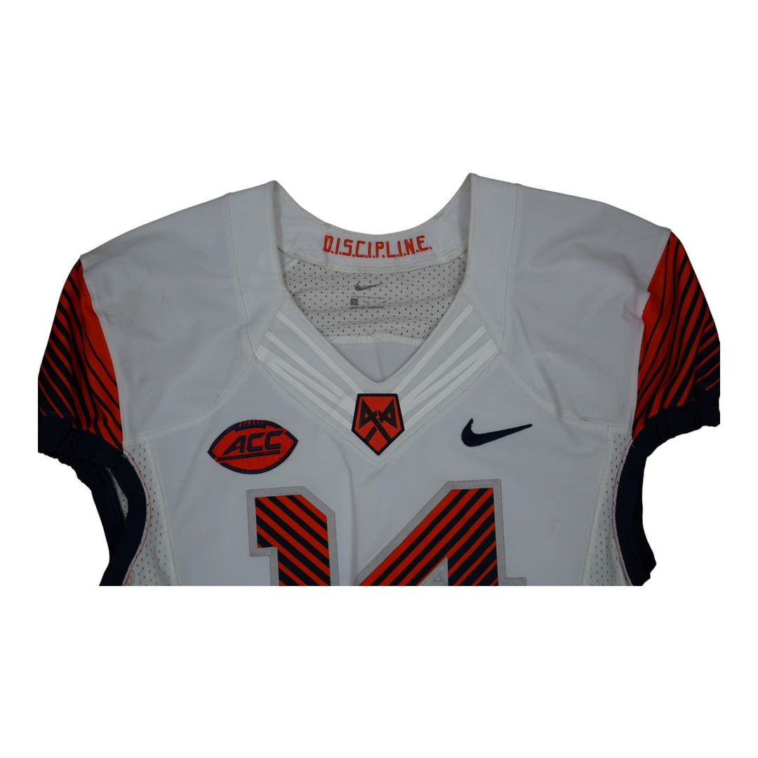 Syracuse University Game Issued #14 Away White Football Jersey Syracuse LOA