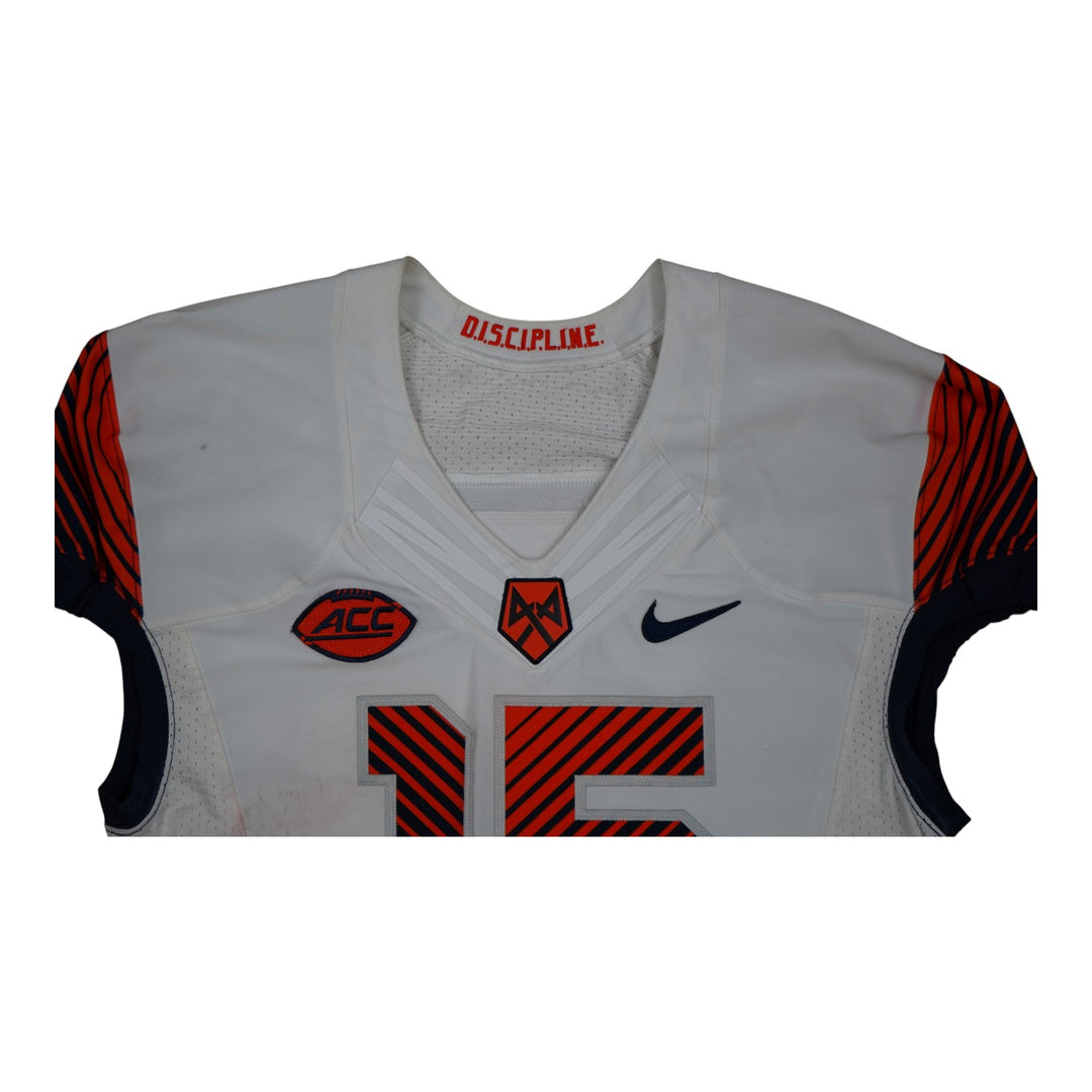 Syracuse University Game Issued #15 Away White Football Jersey Syracuse LOA