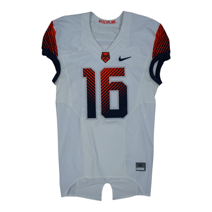 Syracuse University Game Issued #16 Away White Football Jersey Syracuse LOA