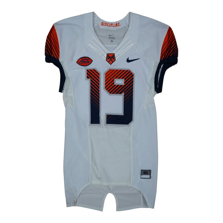 Syracuse University Game Issued #19 Away White Football Jersey Syracuse LOA