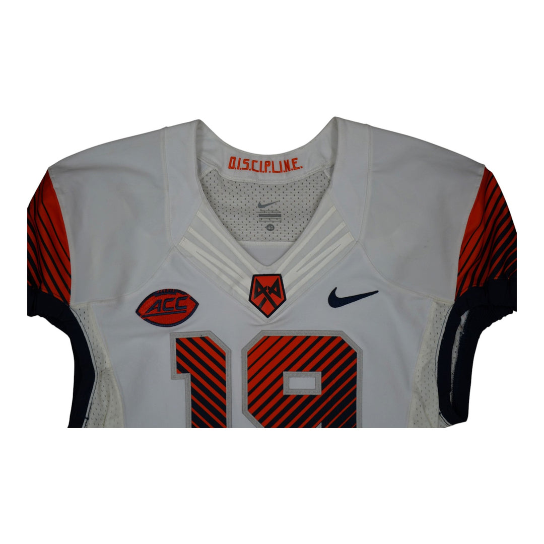 Syracuse University Game Issued #19 Away White Football Jersey Syracuse LOA
