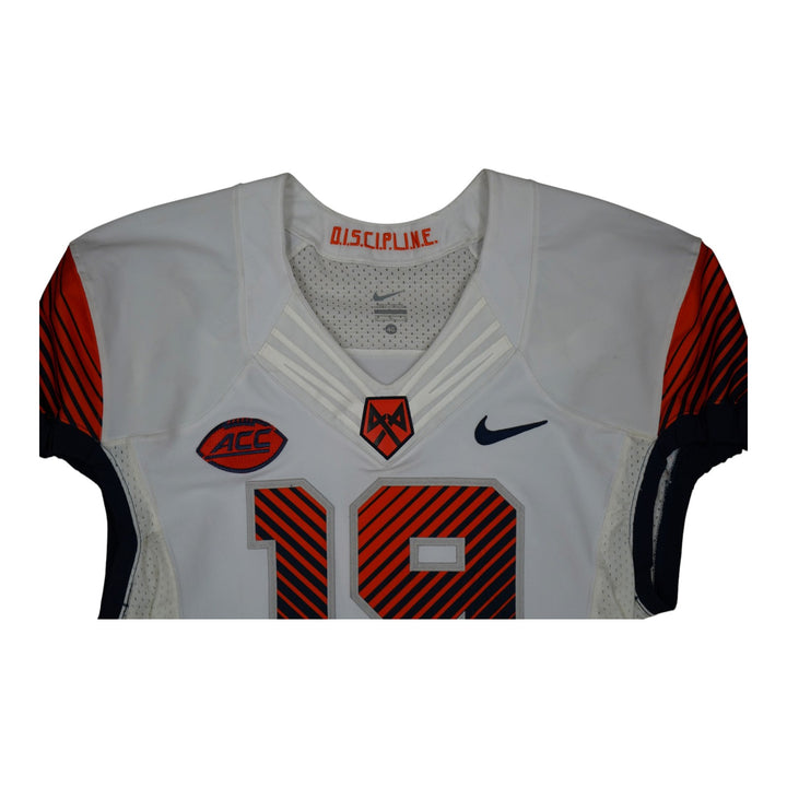 Syracuse University Game Issued #19 Away White Football Jersey Syracuse LOA