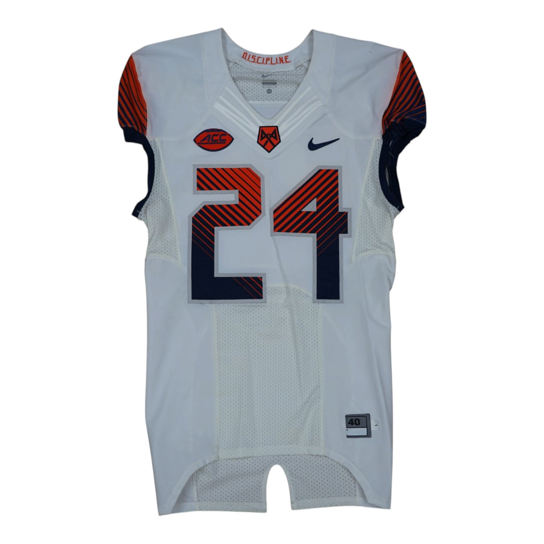 Syracuse University Game Issued #24 Away White Football Jersey Syracuse LOA