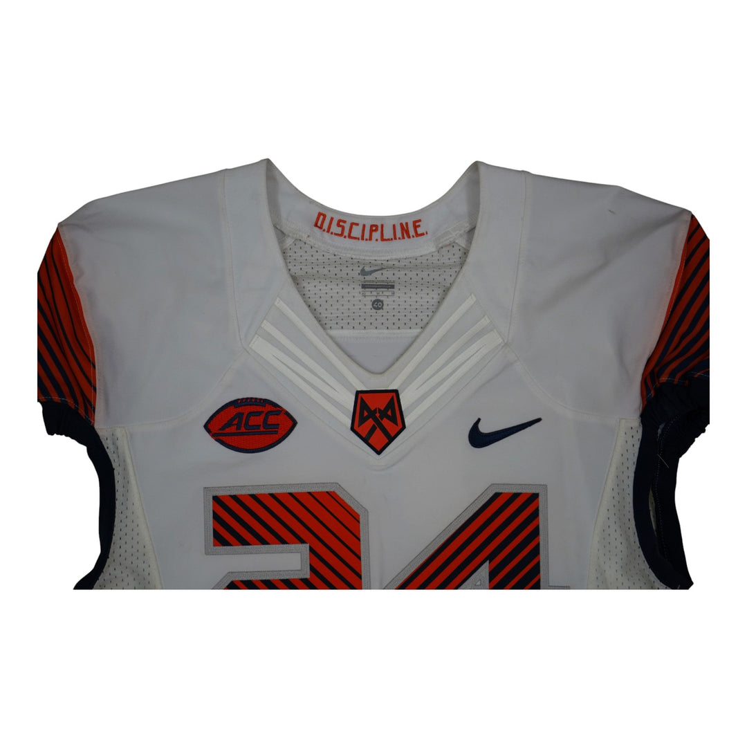 Syracuse University Game Issued #24 Away White Football Jersey Syracuse LOA