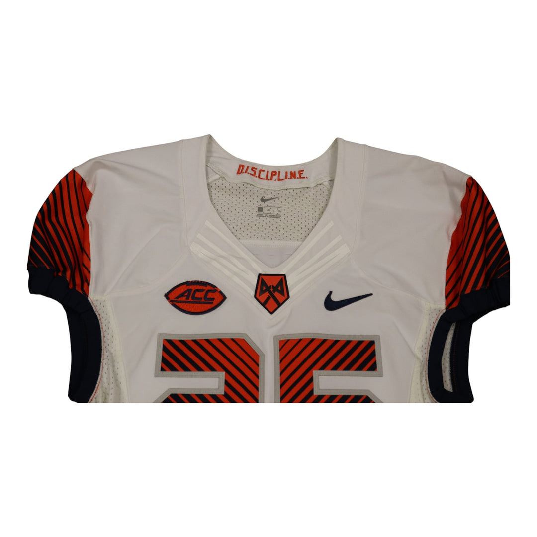 Syracuse University Game Issued #25 Away White Football Jersey Syracuse LOA