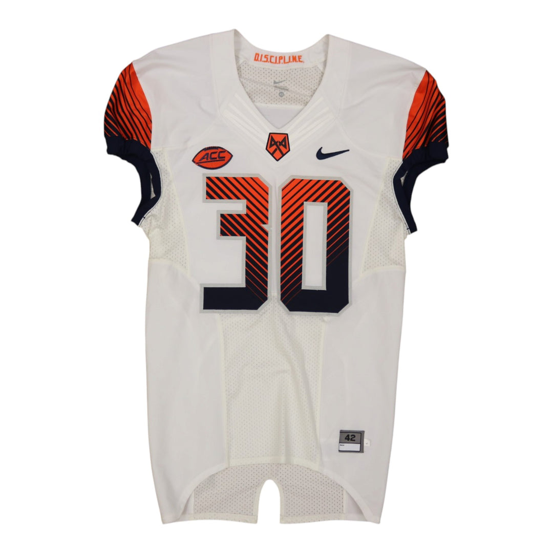 Syracuse University Game Issued #30 Away White Football Jersey Syracuse LOA