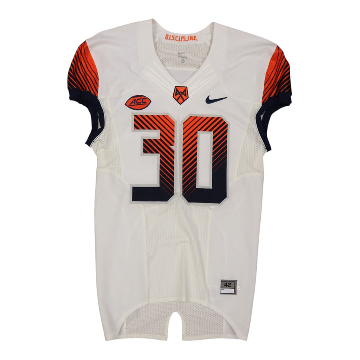 Syracuse University Game Issued #30 Away White Football Jersey Syracuse LOA