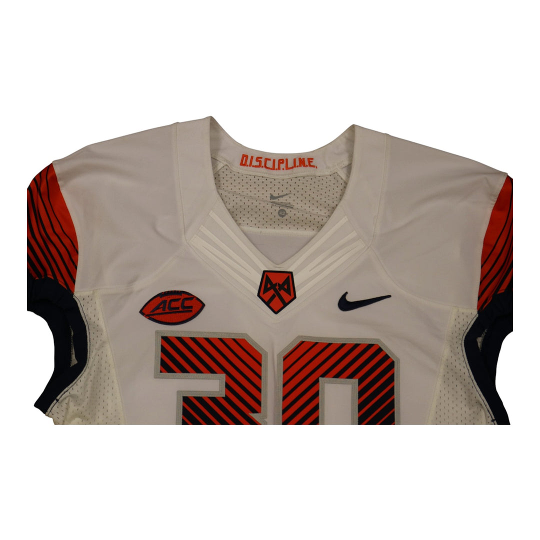 Syracuse University Game Issued #30 Away White Football Jersey Syracuse LOA