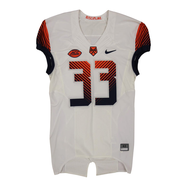 Syracuse University Game Issued #33 Away White Football Jersey Syracuse LOA