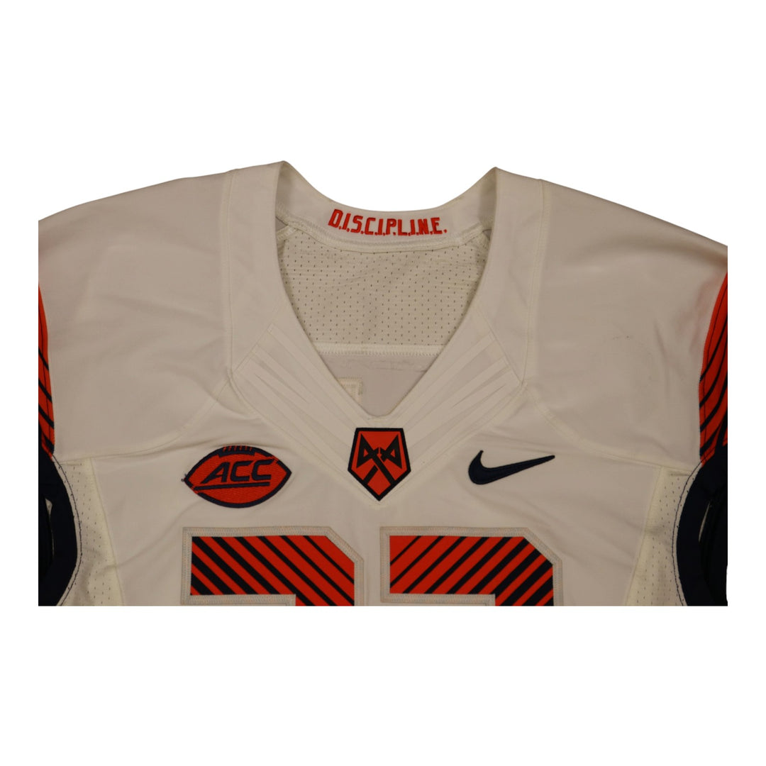 Syracuse University Game Issued #33 Away White Football Jersey Syracuse LOA
