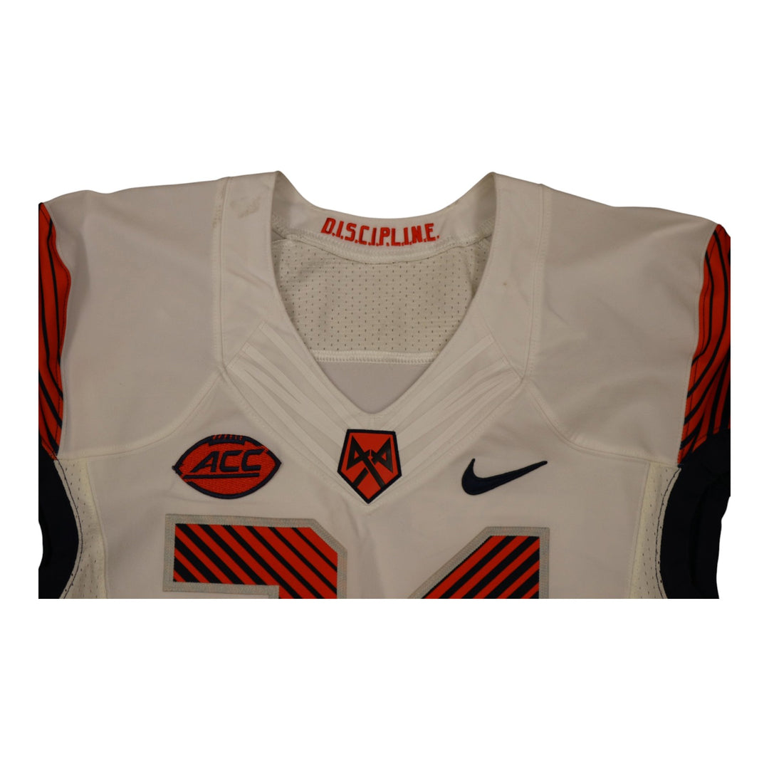 Syracuse University Game Issued #34 Away White Football Jersey Syracuse LOA