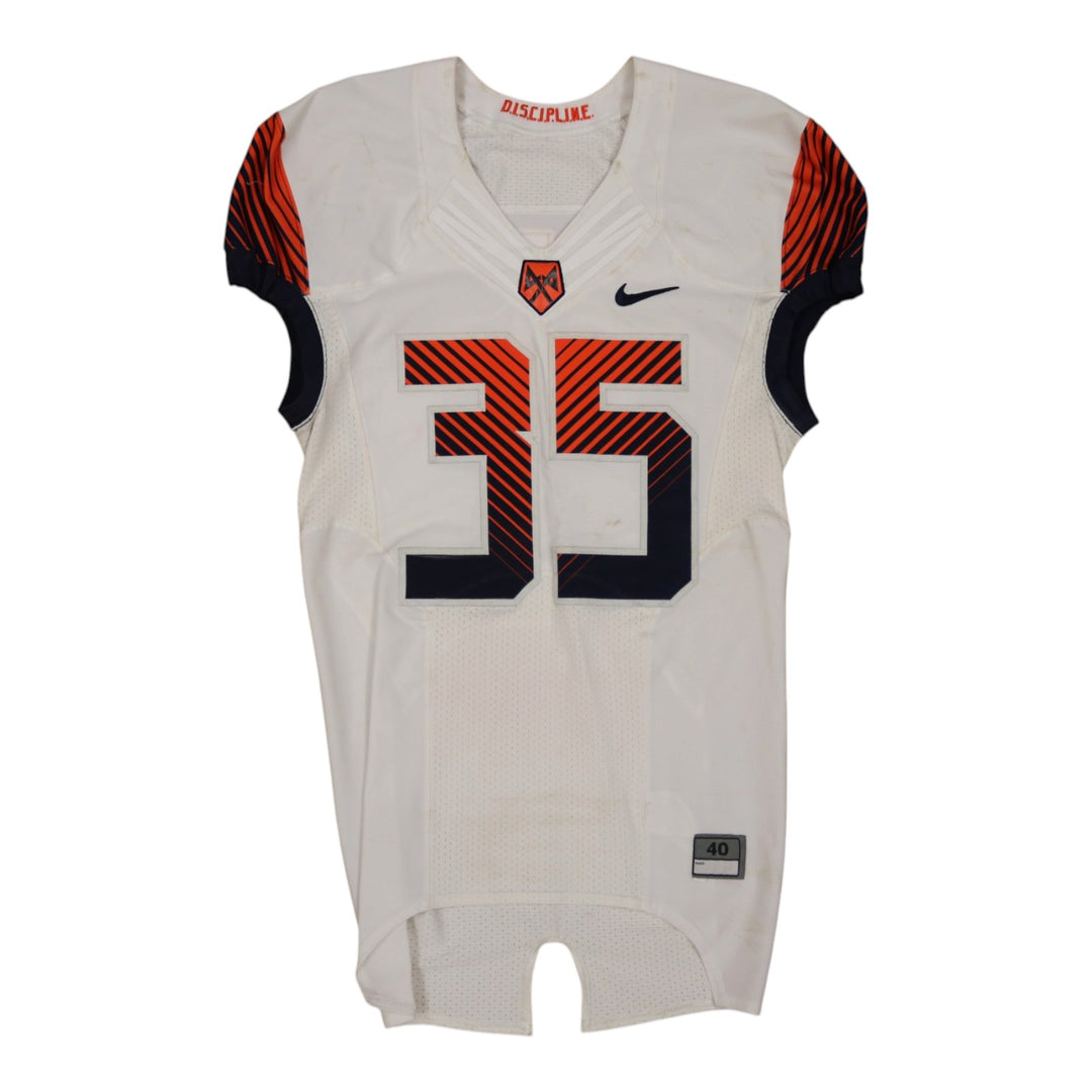 Syracuse University Game Issued #35 Away White Football Jersey Syracuse LOA