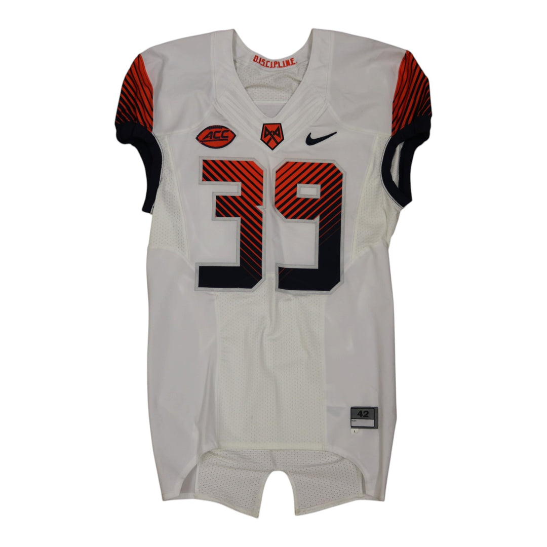 Syracuse University Game Issued #39 Away White Football Jersey Syracuse LOA
