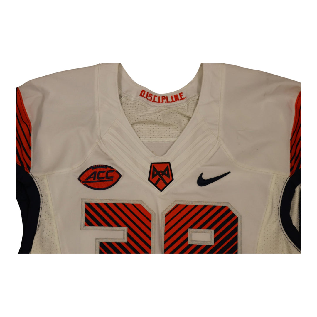Syracuse University Game Issued #39 Away White Football Jersey Syracuse LOA