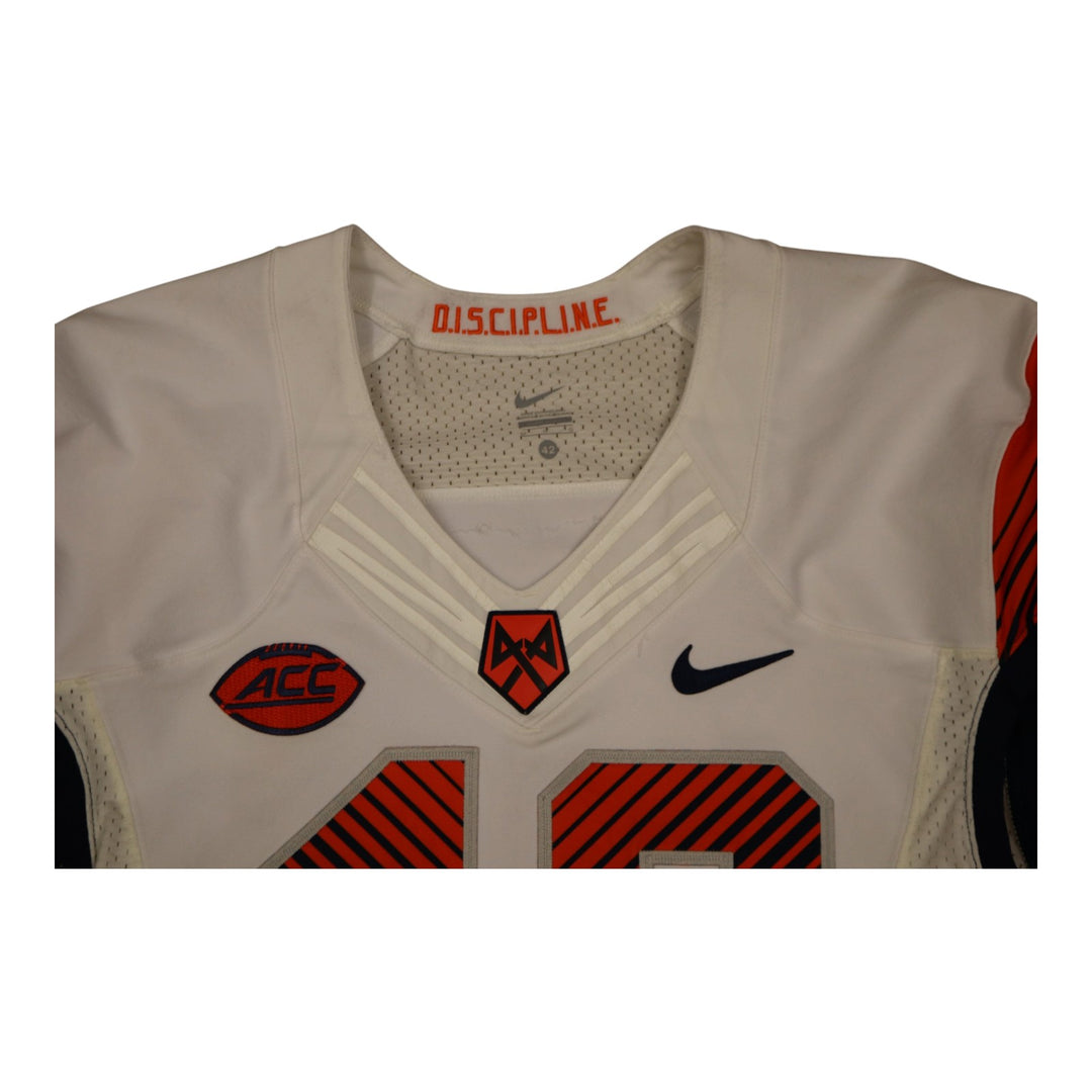 Syracuse University Game Issued #40 Away White Football Jersey Syracuse LOA