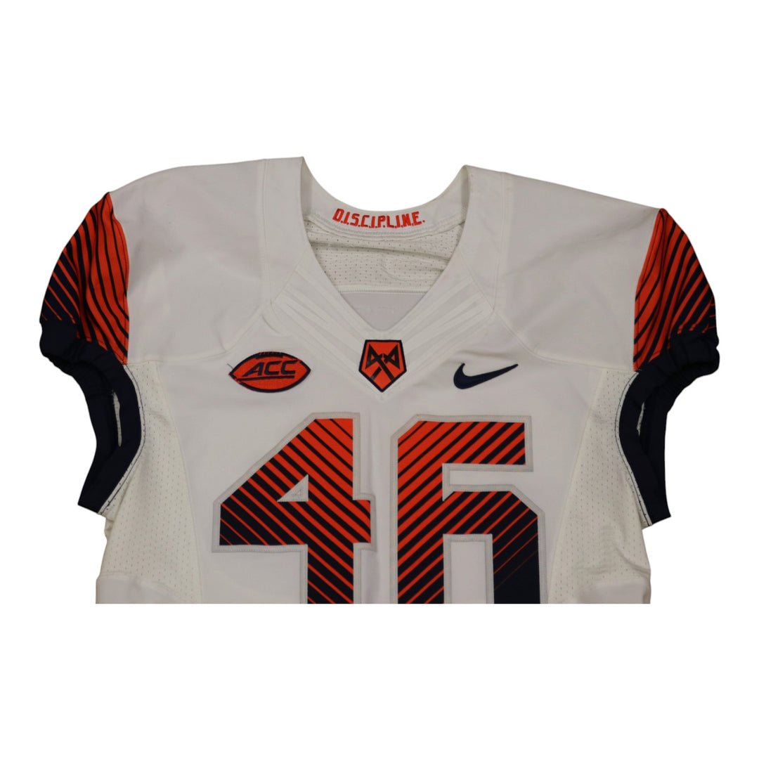 Syracuse University Game Issued #46 Away White Football Jersey Syracuse LOA