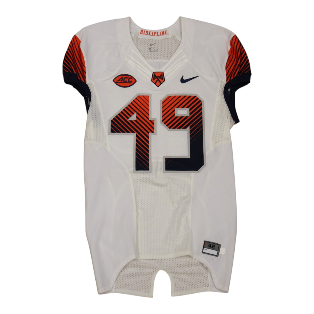 Syracuse University Game Issued #49 Away White Football Jersey Syracuse LOA