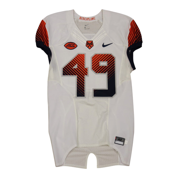 Syracuse University Game Issued #49 Away White Football Jersey Syracuse LOA