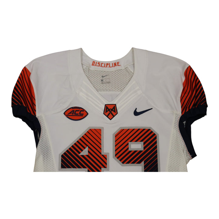 Syracuse University Game Issued #49 Away White Football Jersey Syracuse LOA