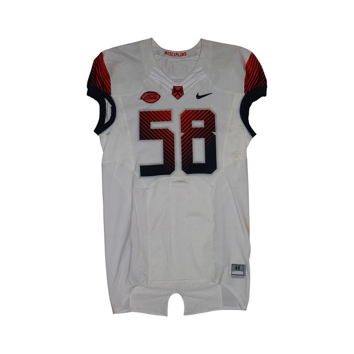 Syracuse University Game Issued #58 Away White Football Jersey Syracuse LOA