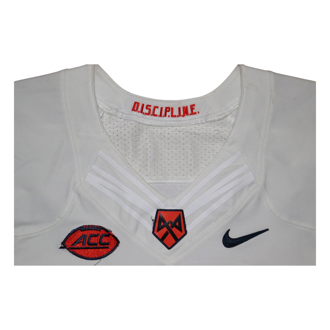 Syracuse University Game Issued #58 Away White Football Jersey Syracuse LOA