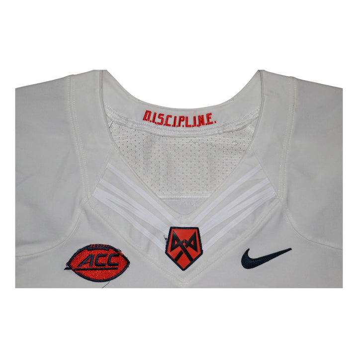 Syracuse University Game Issued #58 Away White Football Jersey Syracuse LOA